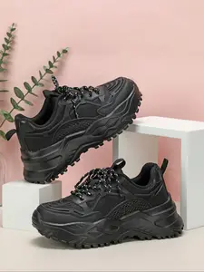 Men's Fashionable Lace Up Low Top Sneakers, Casual Comfortable Breathable Sports Athletic Running Shoes, Male All-match Round Toe Chunky Sneakers for Daily Life, Running Training Shoes, Runner Shoe