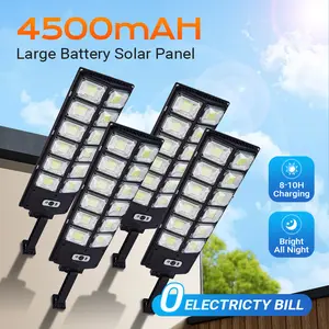 4pcs Solar Street Light Outdoor Solar Parking Lot Light with Motion Sensor IP65 Waterproof Commercial Lighting 360 SMD LEDs Adjustable Angle Remote Control