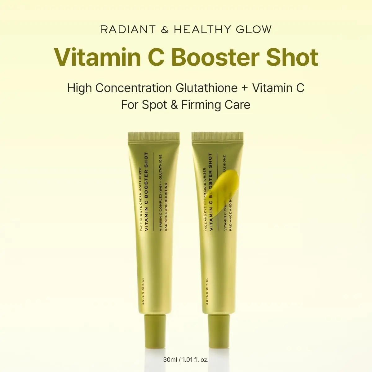 2PC Vitamin C Booster Shot, Pure Vitamin C + Glutathione for Bright, Healthy Skin Glow, 1.01 fl oz