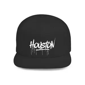 Houston Flat Bill Snapback, Cool Hip Hop Cap, Streetwear Style Hat, Casual Daily Wear, Custom Houston Design, Trendy Accessory