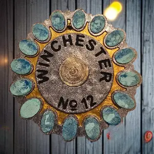 Winchester No 12 Shotgun Shell with Turquoise Hand-Painted Metallics Western Grit Air Freshener for Hunters and Outdoorsmen