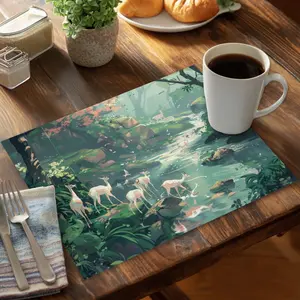 212 MAIN Turquoise Polyester Placemat, 14x18 in. - Stylish Aesthetic Sipping Tableware, Coasters Home Decor Accent (CPPM14187PRL4D)