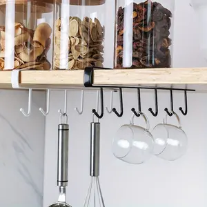 Black Iron Hook With No Marks Or Nails For Storing Pots Shovels Hanging Pieces Kitchen Utensils Storage Racks Hooks