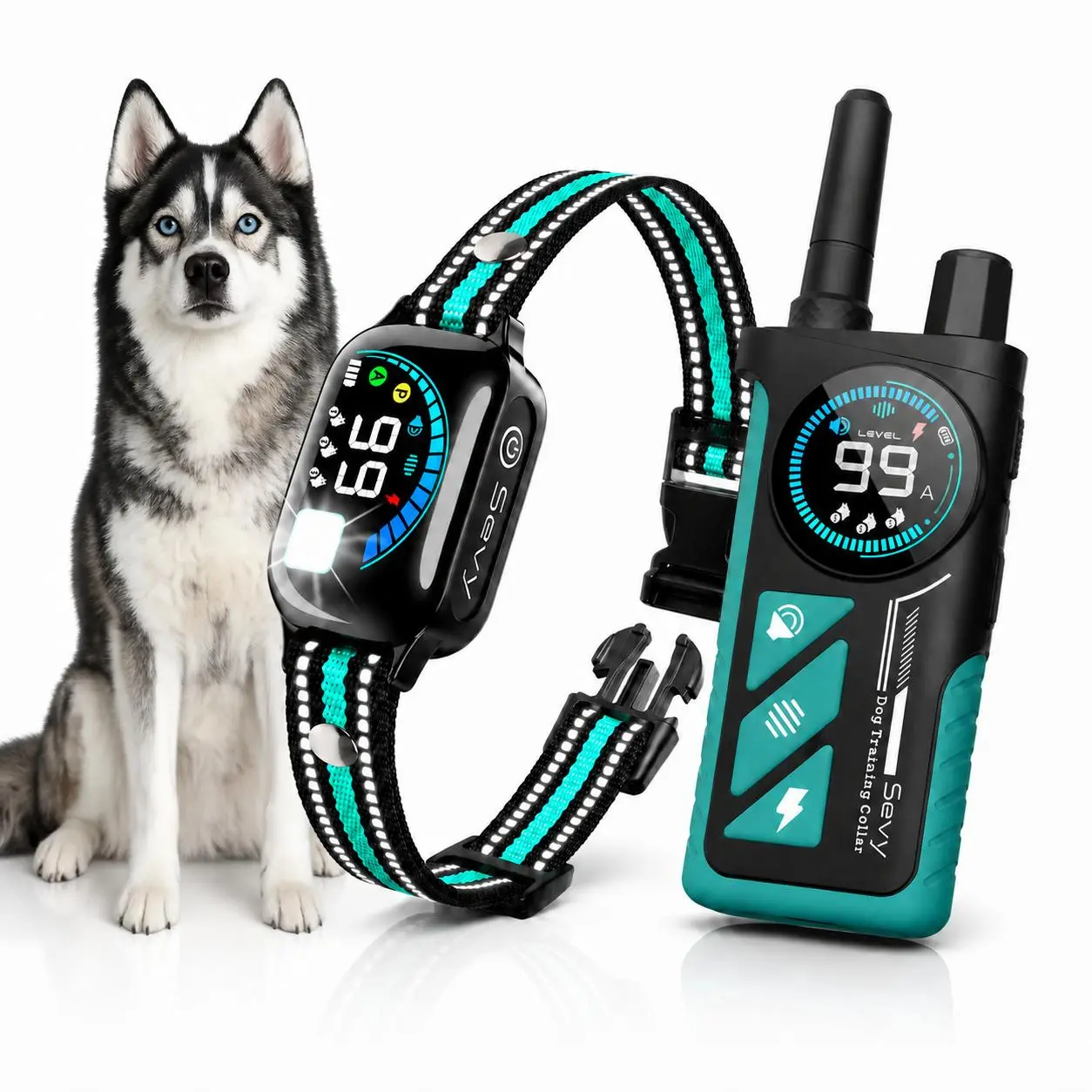 Sevy 3300FT Waterproof E Collar with Beep/Vibration/Shock/Anti Bark 4 Modes for Small Medium Large Dogs, 2-in-1 Dog Shock & Bark Collar 2 Pack, Color Screen Dog Training Collar with remote for 2 Dogs, Rechargeable LCD Dog Training Collar puppy tool guard