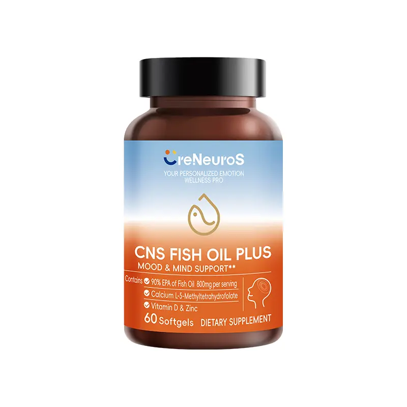 CNS Fish Oil Plus for Mood & Mind Support - 97% Omega-3 808mg per Serving with 800mg of 90% EPA per Serving - with Active Folate (5-MTHF), B-Complex & Zinc - 60 Softgels
