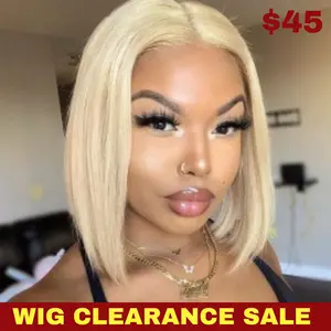 [Wig Clearance Sale] Suntuhair 613 Blonde Wig Short Straight Bob Wigs 100% Brazilian Virgin Human Hair Pre Plucked Hairline 180% Density 13x4 HD Transparent Lace Frontal Wigs for Women