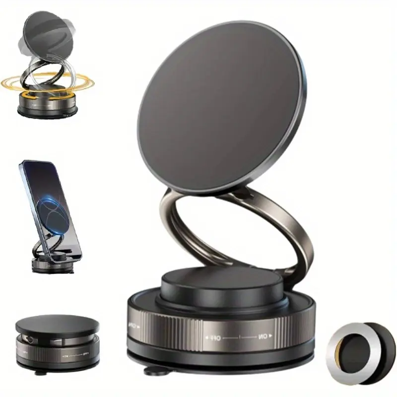 360 adjustable vacuum magnetic mobile phone holder, Magnetic phone stand, 2025 upgraded vacuum suction cup magnet, portable folding car, Cellphone Car Holder, suitable for all smart phones, Cell Phone Holders