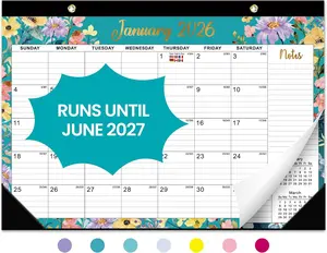 Desk Calendar 2026-2027, 21-Month Calendar Runs Until June 2027, Large 17" x 12" Monthly Desktop & Wall Calendar for Home & Office - Floral