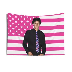 "Seth Cohen Pink American Flag" TV Tapestry 3x5 FT - Polyester The O.C. / Fan Style Wall Hanging for Bedroom & Collectibles Space Decor, The O.C. Banner