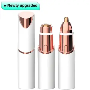 Facial & Eyebrow 2 in 1 Rechargeable Hair Remover forWomen ,For Face Eyebrows Peach Fuzz Lips Trimmer withLight,Painless Electric Hair Removal Brush Kit Golden Lightweight Shaver Smooth facial  and  eyebrow