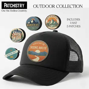 Patchistry Custom Trucker Hat Bundle with 5 Interchangeable Patches