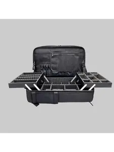 Professional Barber Backpack Black Durable Multi-Compartment with Adjustable Dividers Water-Resistant for Tools & Accessories Travel Use