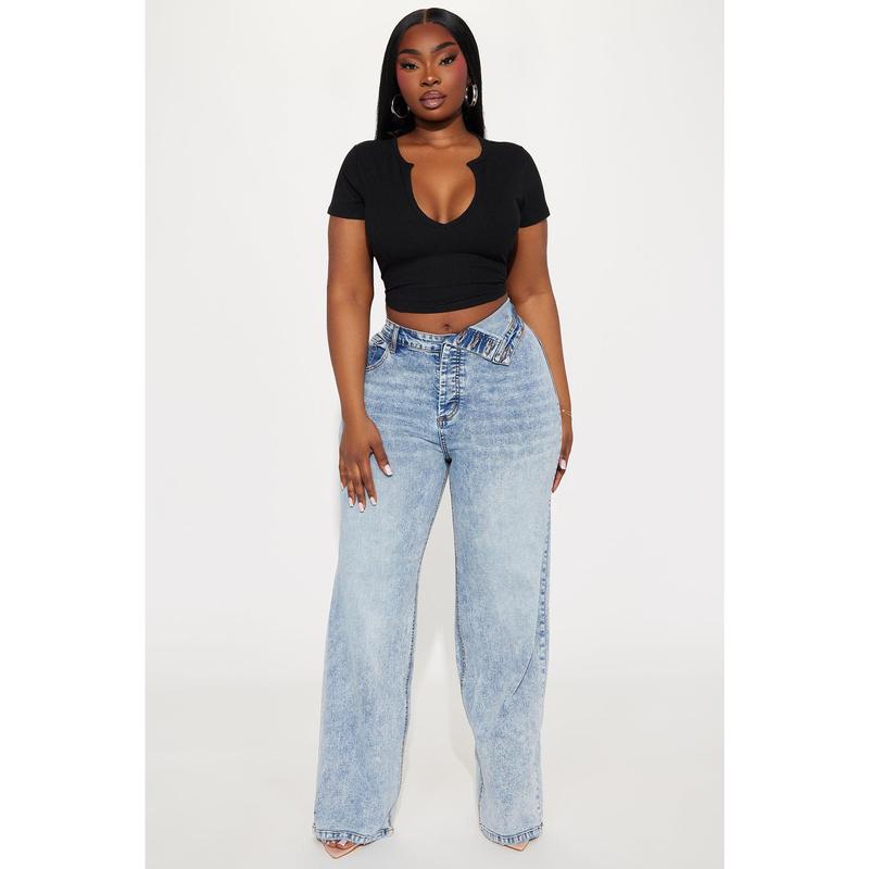 Valentina Plunge Crop Top - Black