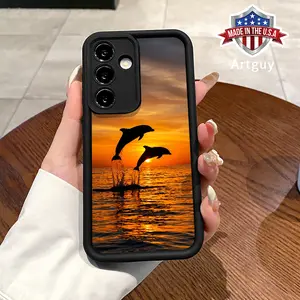 Phone case for Samsung S24 ultra plus S25 S23 S22 Ultra Plus Dolphin Sunset Advanced fashion gift Full Body Protection Shockproof Soft Silicone Cover