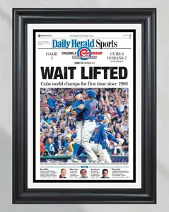 2016 Chicago Cubs 'WAIT LIFTED' World Series Champions Unframed Poster - Historic Title Newspaper Print - World Series Trophy Decor - Cubs Fan Gift