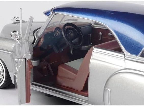 1950 Chevy Bel Air Lowrider Silver Metallic with Blue Metallic Top Get Low Series 1/24 Diecast Model Car by Motormax