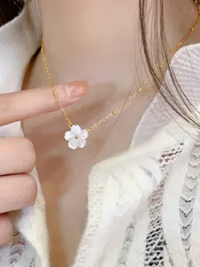 Pearl Sakura Necklace for Women, Unique Design Clavicle Chain, Luxurious Commuter Necklaces, Elegant Daily Wear Jewelry