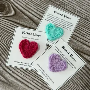 Pocket Verse Cards - Crocheted Heart with Bible Verse - Pocket Verse Collection
