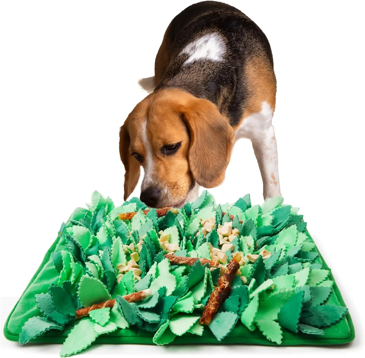Snuffle Mat for Pet, Machine Wash Safe, Enrichment Toys Slow Feeding Grass Mat Lawn Grass Leaves Shape Soft Fabric Crinkle Paper Pet Feeding Supplies