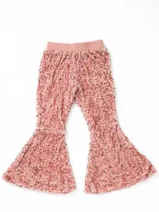Pink Sequin Print Bell bottoms Girls pants