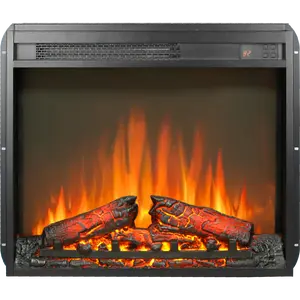 ARCH 23 inch electric fireplace insert, ultra thin heater with log set & realistic flame, remote control with timer, overheating protection