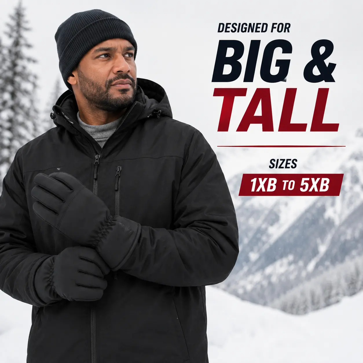 High-Performance Winter Ski & Work Gloves, Faux Leather, Comfortable, Reinforced Palm-Fingers, Available in 1XB, 2XB, 3XB Sizes, Activewear Gloves, Winter Gloves
