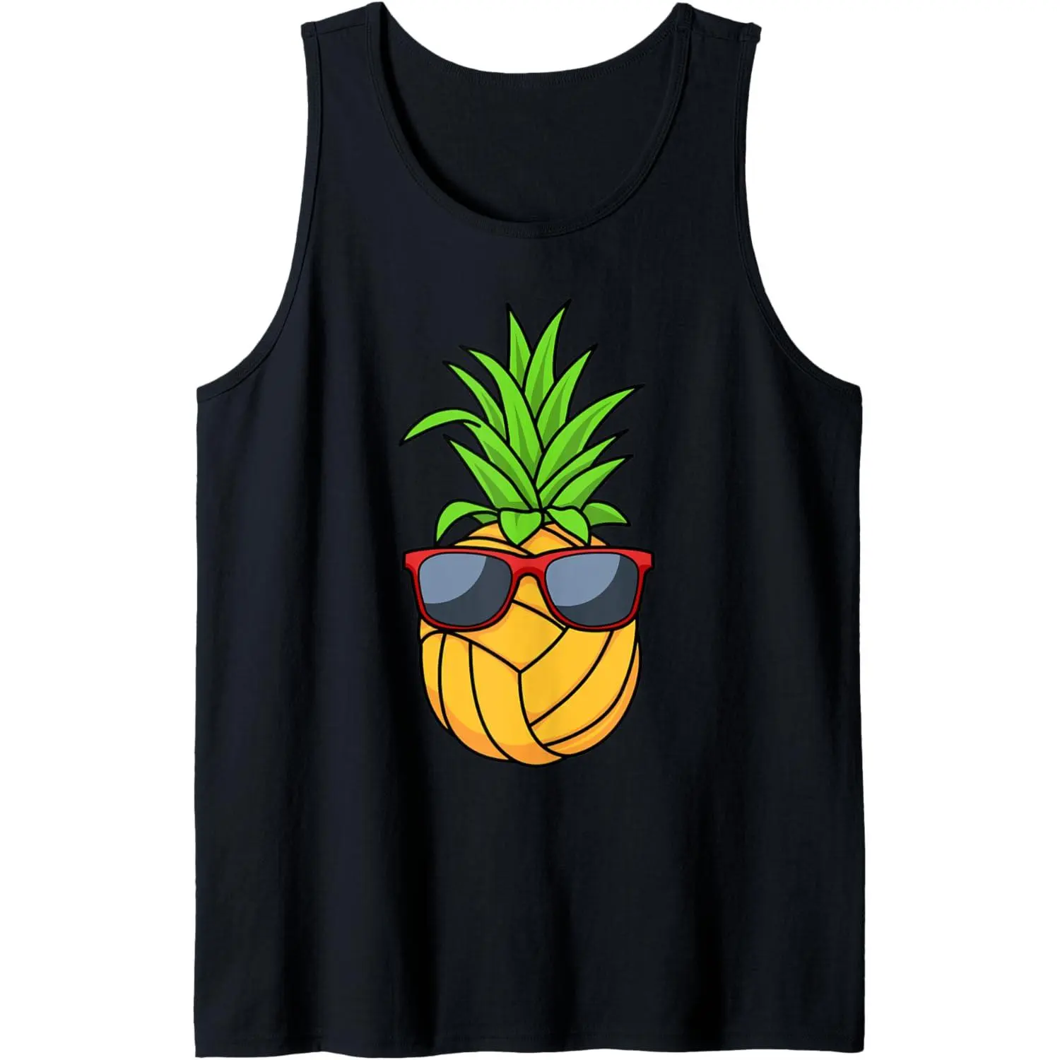 Sleeveless Pineapple Sporty Sports Top - Soft Cotton, Classic Neck, Breathable Fabric, Standard Sizes for Volleyball Court Activities, Sporty Sports Tops