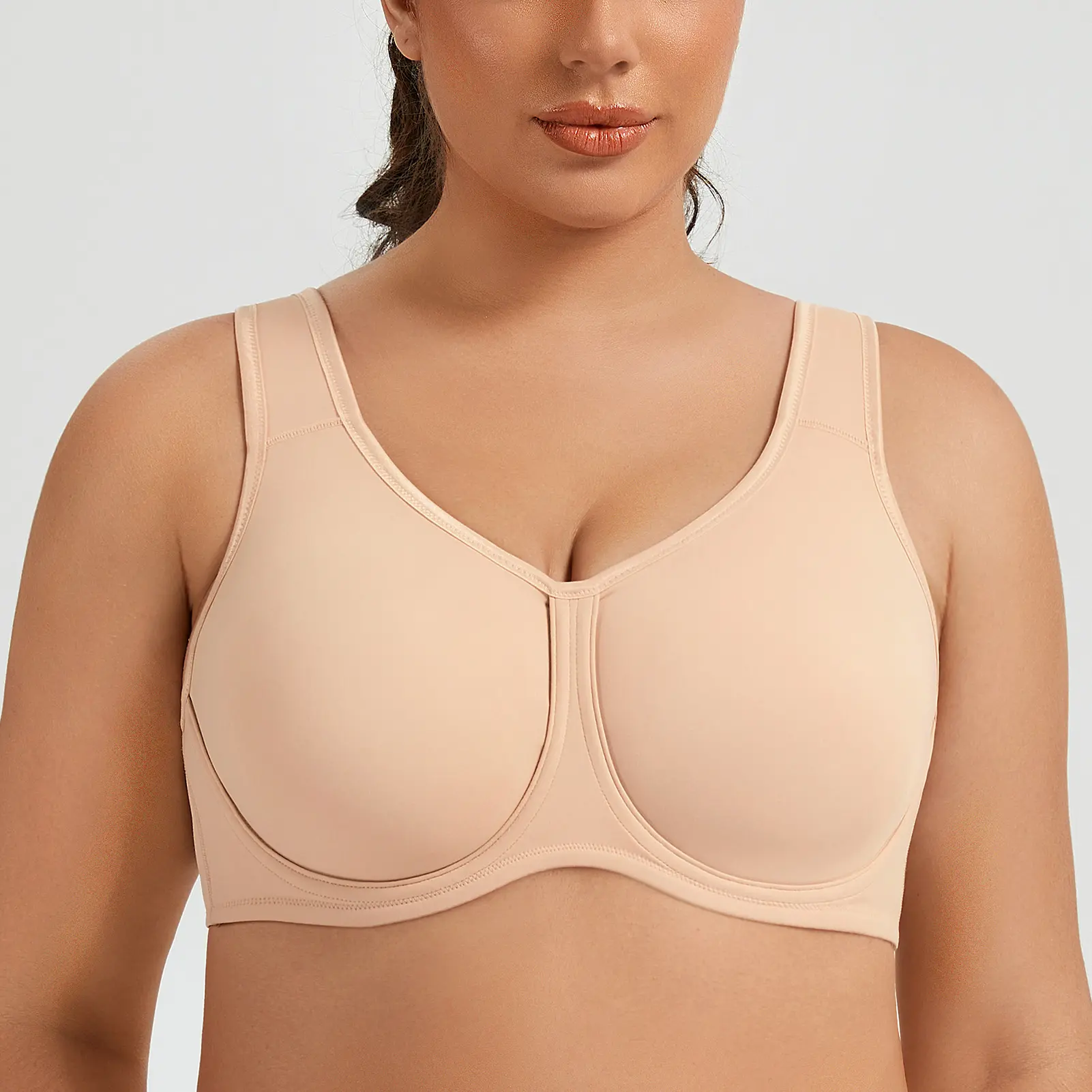 MELENECA Women's High-Impact Underwire Sports Bra, Seamless Full-Support Plus-Size Gym Wear with Moisture-Wicking Mesh & Hook Closure, Gym Workout Wear