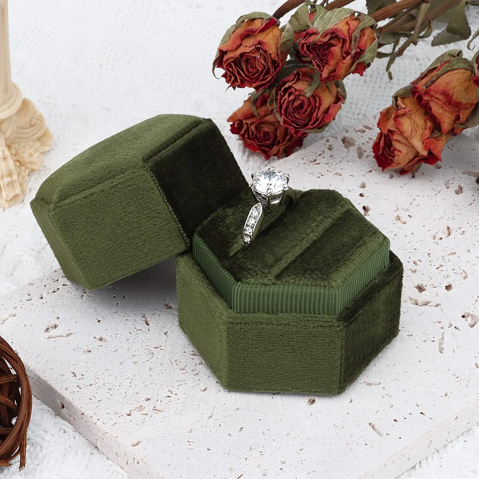 Velvet Ring Box, Jewelry Boxes, Jewelry Wedding Ring Box, Proposal Ring Box, Ring Case for Wedding, Birthday, Valentine's Day, Ceremony, Gift