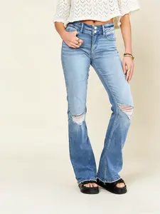 High Rise Flared Distressed Jeans