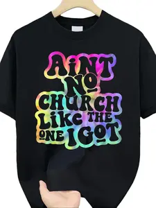 Ain't No Church Like The One I Got Tie Dye Retro Print Cotton T-Shirt, Men Women's Christian Church Casual Streetwear Tee,funny graphic tee,summer graphic tees,tee