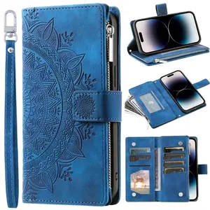Leather Flip Wallet Case for Samsung Galaxy S26 S25 S24 Embossed Card Holder Case