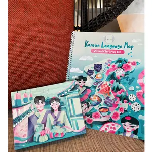 (TRINITY SET - ENHANCED) COREALL Korean Language Map Book & 2 Flashcards Gift Box Set - Learn Korean with 100-Minute Master Orientation Video Lesson, Digital Flashcards & Study Guides