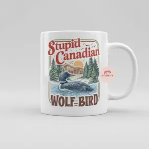 [Sale Up To 50%] Heated Rivalry Stupid Canadian Wolf Bird Ceramic Mug, Hockey Romance Cup, Hockey Fan Gift, Team Hollanov Cup, 11oz & 15oz ceramic mug