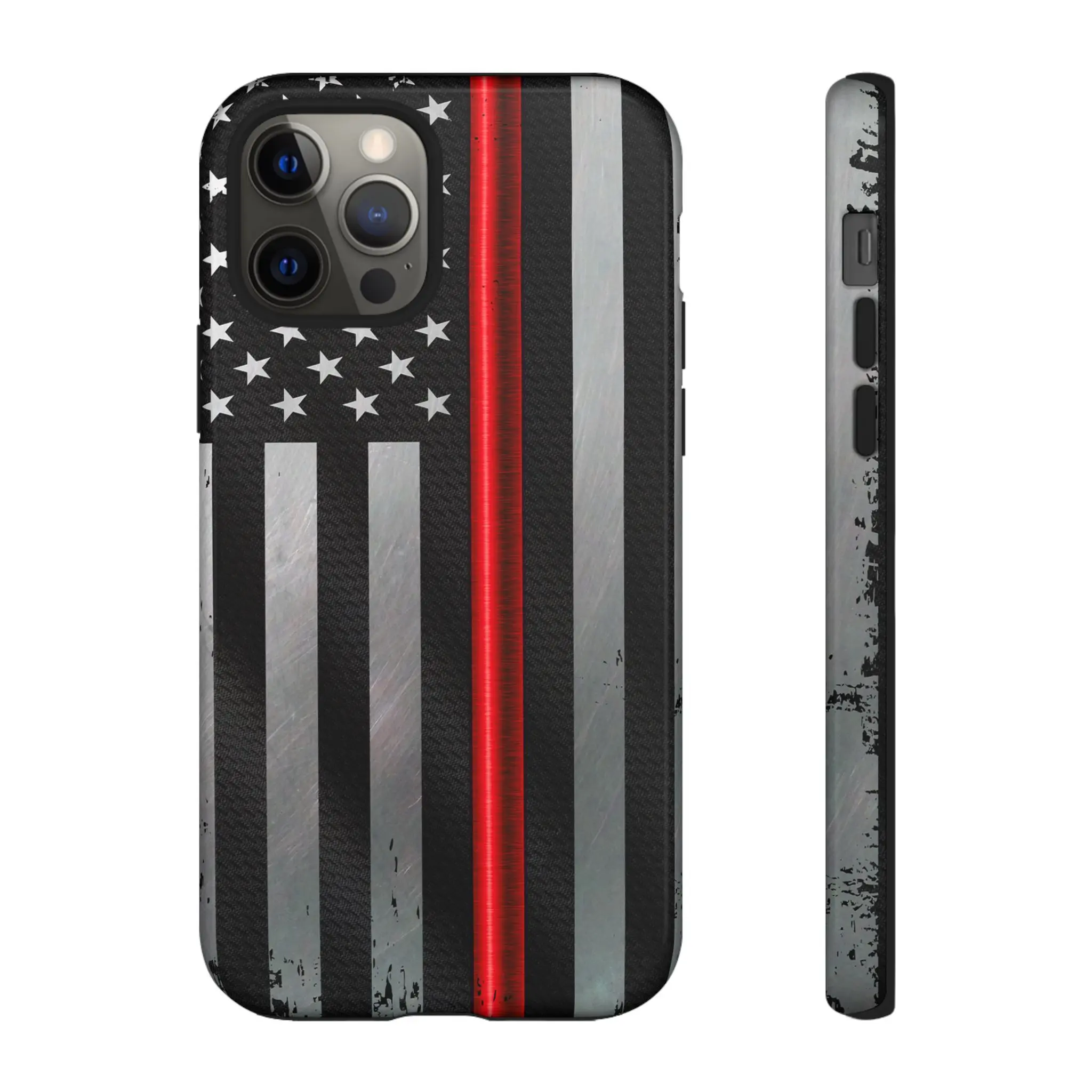 Thin Red Line Grunge American Flag, First Responder Gifts, Firefighter Accessories, Police Support, Patriotic Phone Cover