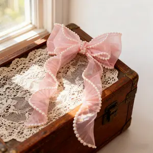 Women's Faux Pearl Double-Layer Bow Mesh Hair Clip! All-Match Barrettes