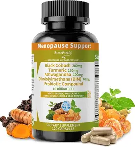 GREENPEOPLE Menopause Support for Women, Black Cohosh, Ashwagandha & DIM for Hot Flashes, Mood & Hormonal Balance Support, 10 Billion CFU Probiotic Blend, Vegan, 120 Capsules, 60 Day Supply