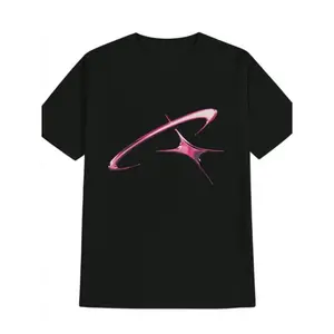 Elegant Black and Pink Abstract Print Men's Crew Neck Short Sleeve Casual Summer T-Shirt