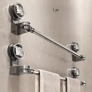 Suction cup towel rack, no-drilling required for bathroom, retractable towel bar for shower, storage shelf, bathroom towel and bath towel storage hanger