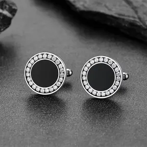 FaithHeart Black Onyx Amulet Cufflinks With Cubic Zirconia