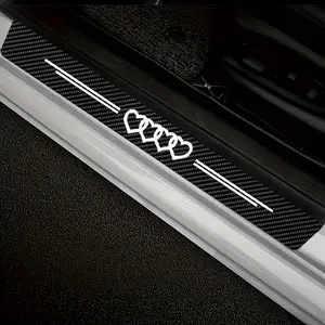 5-Pack Heart Carbon Fiber Car Threshold Guards, Scratch-Resistant Decorative Trim, Perfect Fit for Vehicle Protection