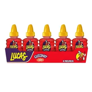 Lucas Gusano Chamoy flavored hot liquid Candy, Artificially flavored pack with 10 pieces.