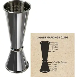 Professional Jigger for Bartending,   Jigger with 8 Measurements Inside Bar Measuring Tools 2 oz 1 oz Etched Markings Double Jigger Suitable for dishwashers