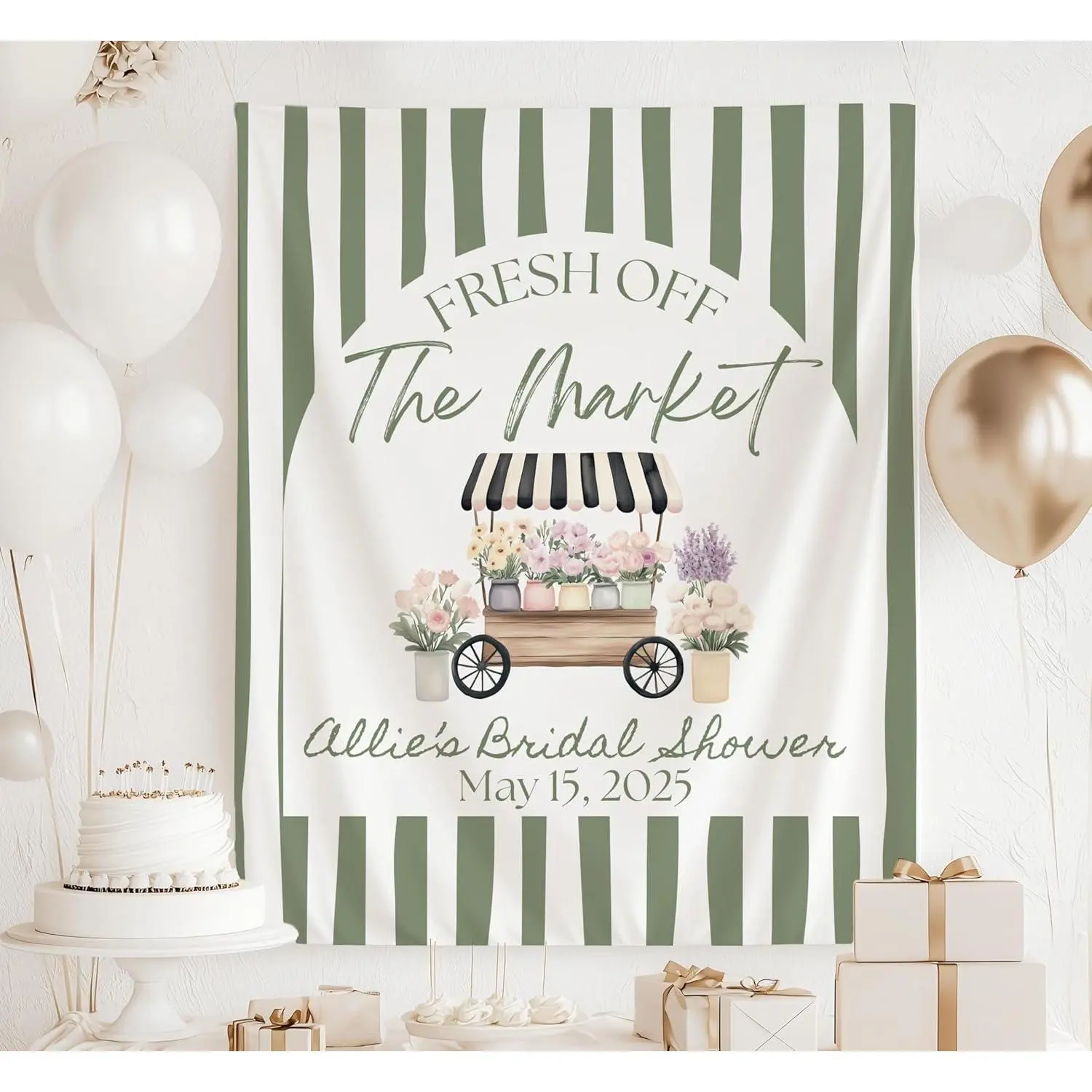 Kabeehome Fresh Off The Market Bridal Shower Decor She's Off The Market Tapestry Flower Market Bridal Shower Sign Bachelorette Party Tapestry