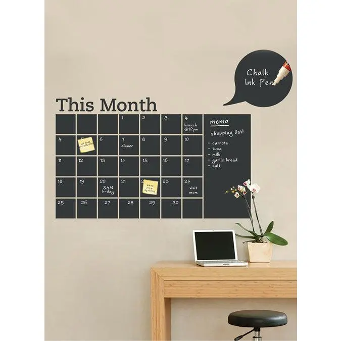 Chalkboard Calendar Decal with Memo
