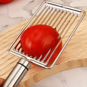 Stainless Steel Tomato Slicer, Vegetable Cutting Slicer, Manual Vegetable & Fruit Cutter with Ergonomic Handle, Multifunctional Egg Slicer & Kitchen Gadget for Perfect Slicing & Dicing, Ideal for Salads, Sandwiches, Breakfast Prep, Durable Construction