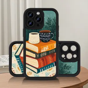 Phone Case: Phone Case- Adorable Phone Case Featuring a Coffee And Book Design, for iPhone 17 E Air Pro ProMax iPhone16 15 14 Plus 13 12 Mini 11 X XS XR. A Stylish And Protective Cover Perfect for Book Enthusiasts, Girls, And Women