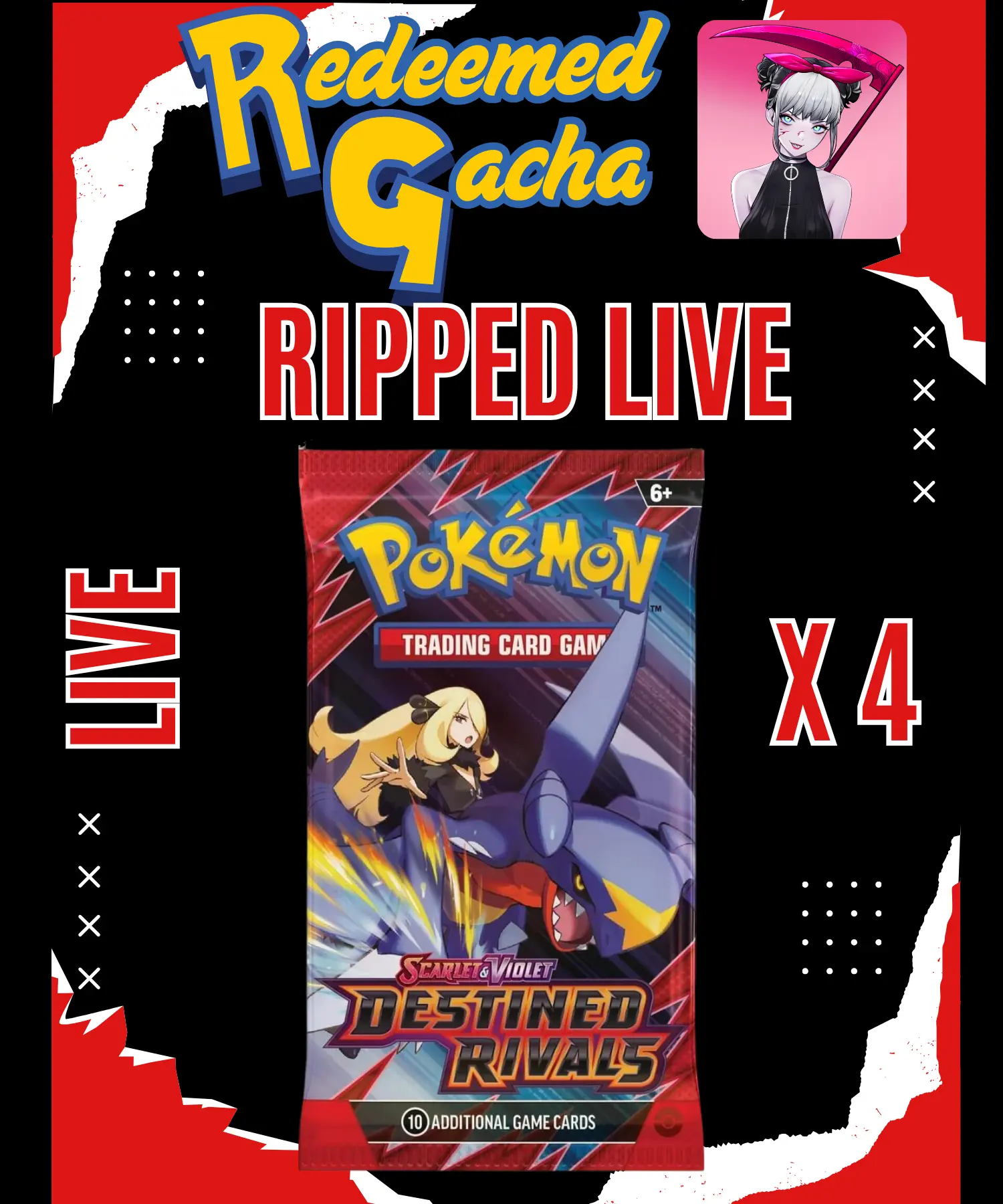 4x Pokémon TCG Destined Rivals Booster Packs - Ripped LIVE