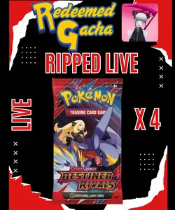 4x Pokémon TCG Destined Rivals Booster Packs - Ripped LIVE