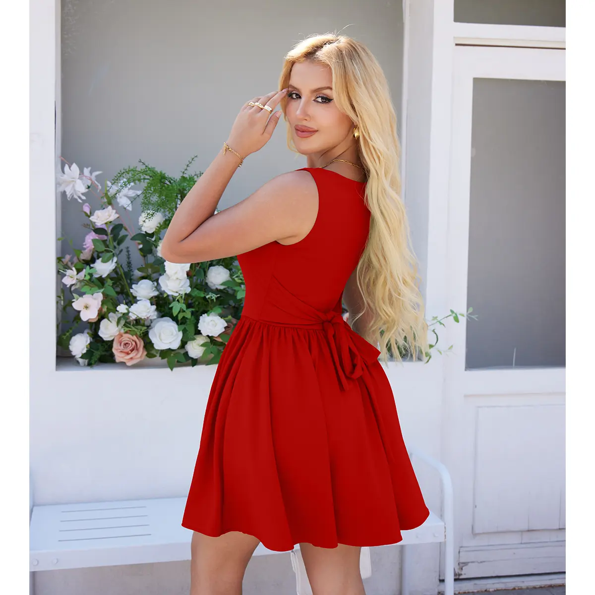 OYS Women's Summer Sleeveless Square Neck A-line Ruffle Hem Mini Tank Dress With Pockets - TikTok Shop OYS Women's Summer Sleeveless Square Neck A-line Ruffle Hem Mini Tank Dress With Pockets - TikTok Shop